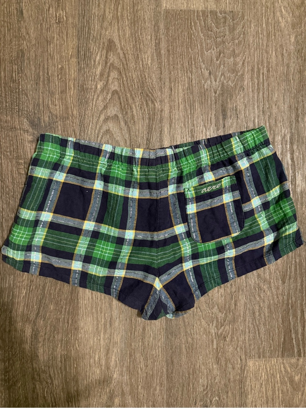 Aeropostale Green and Navy Plaid Sleep Shorts